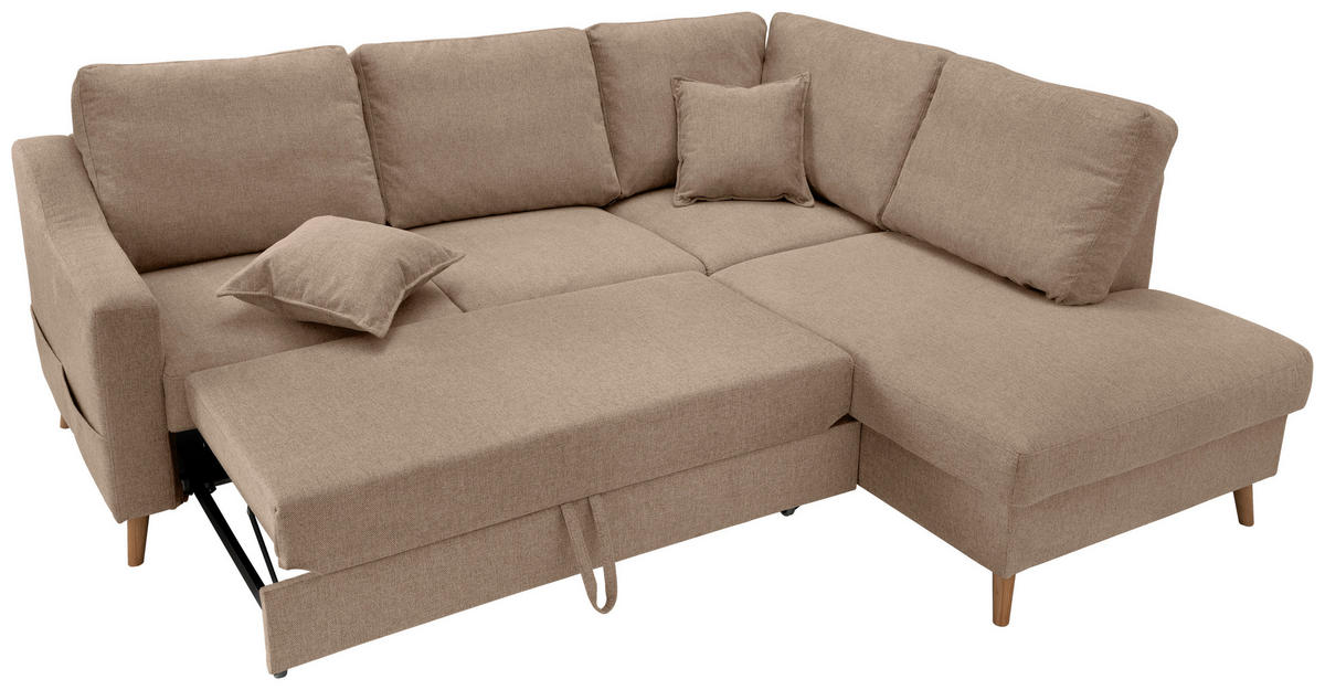 ECKSOFA in Chenille Hellbraun  - Hellbraun/Naturfarben, Modern, Holz/Textil (230/200cm) - Livetastic