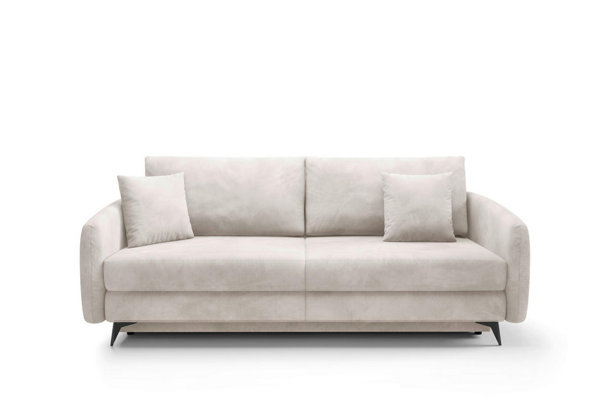 SCHLAFSOFA INGRID  mit Plüsch Creme  - Creme/Schwarz, Design, Textil/Metall (230/100/103cm) - Livetastic