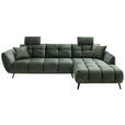ECKSOFA Grün Mikrofaser  - Schwarz/Grün, KONVENTIONELL, Textil/Metall (313/215cm) - Hom`in