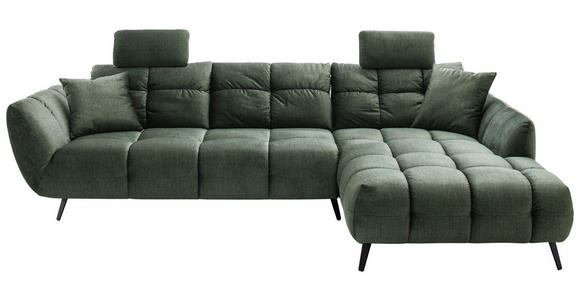 ECKSOFA Grün Mikrofaser  - Schwarz/Grün, KONVENTIONELL, Textil/Metall (313/215cm) - Hom`in