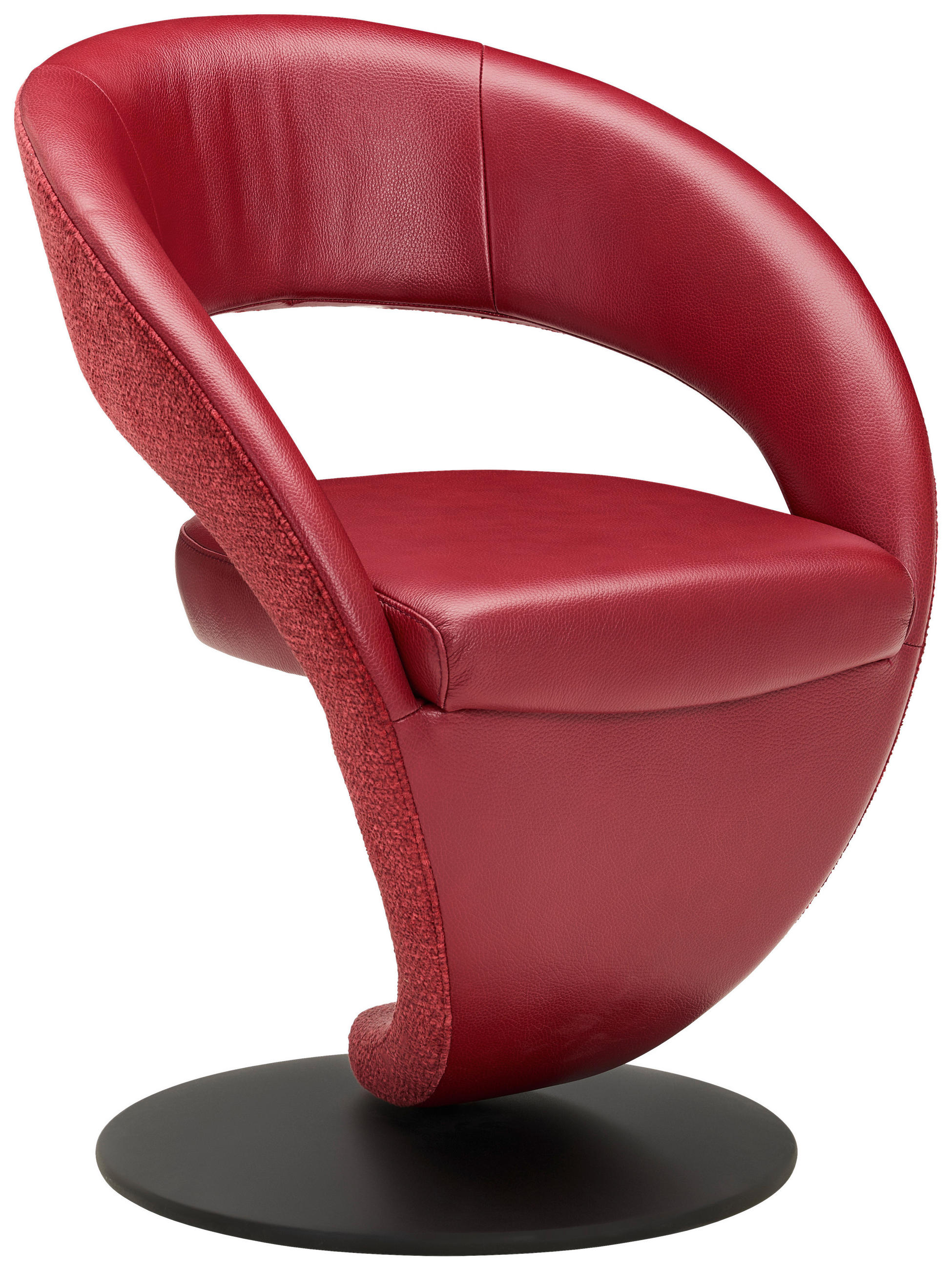 STUHL  Lederauswahl, Stoffauswahl, Typenauswahl, Sitzfläche 360° drehbar Flachgewebe Echtleder  - Rot/Schwarz, Design, Leder/Textil (62/86/61cm) - Moderano