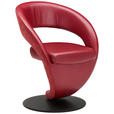 STUHL  Lederauswahl, Stoffauswahl, Typenauswahl, Sitzfläche 360° drehbar Flachgewebe Echtleder  - Rot/Schwarz, Design, Leder/Textil (62/86/61cm) - Moderano