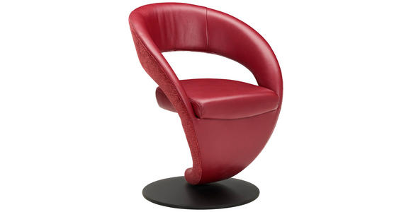 STUHL  Lederauswahl, Stoffauswahl, Typenauswahl, Sitzfläche 360° drehbar Flachgewebe Echtleder  - Rot/Schwarz, Design, Leder/Textil (62/86/61cm) - Moderano