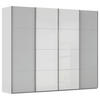 SCHWEBETÜRENSCHRANK 271/223/68 cm 4-türig Grau, Weiß  - Chromfarben/Weiß, KONVENTIONELL, Glas/Holzwerkstoff (271/223/68cm) - Novel