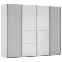 SCHWEBETÜRENSCHRANK 271/223/68 cm 4-türig Grau, Weiß  - Chromfarben/Weiß, KONVENTIONELL, Glas/Holzwerkstoff (271/223/68cm) - Novel