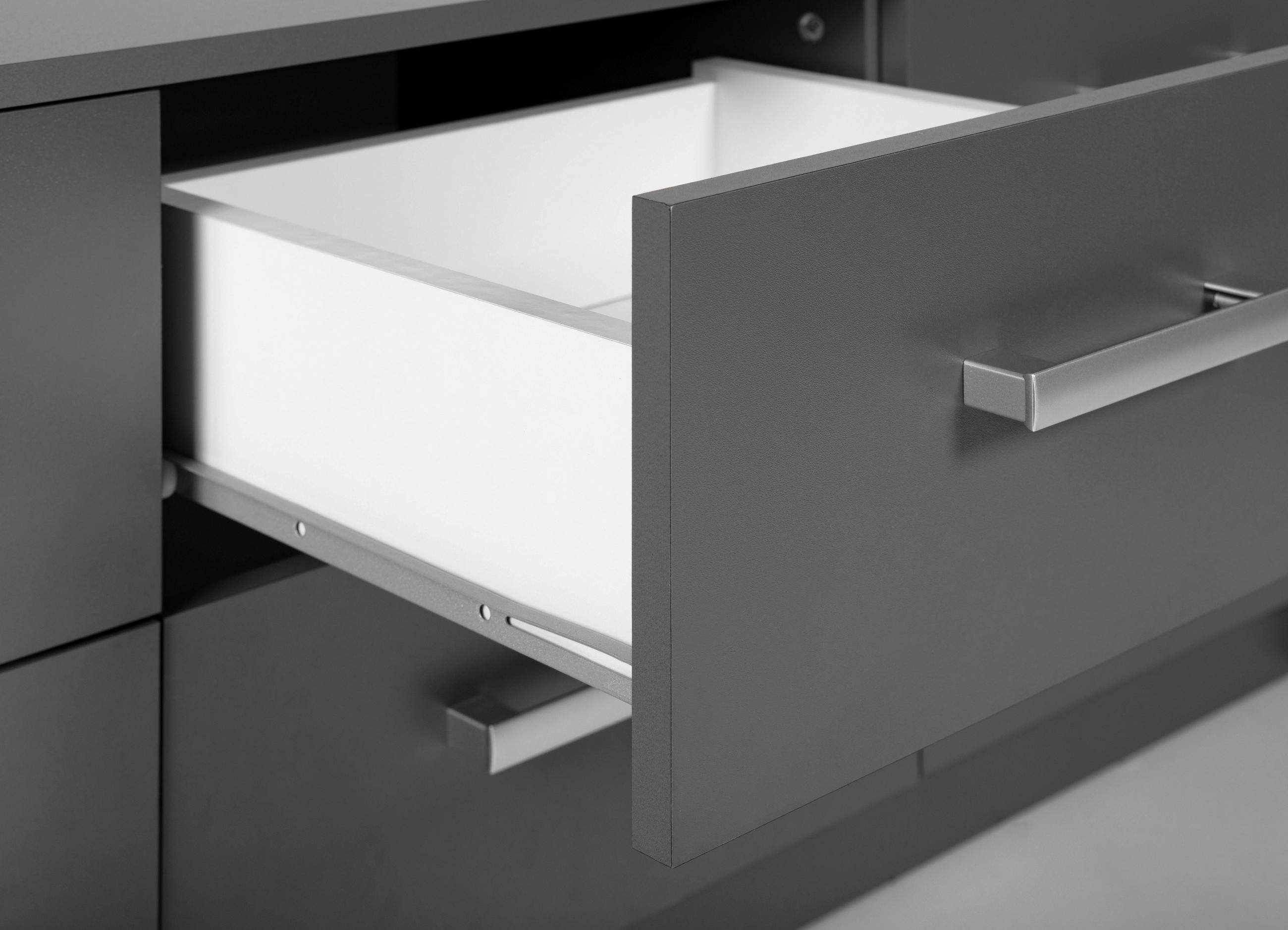 KOMMODE  in  - Silberfarben/Graphitfarben, Basics, Holzwerkstoff/Metall (121,80/40/50,8cm) - MID.YOU