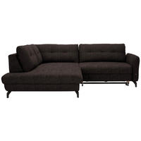 ECKSOFA  in Flachgewebe, Leinenoptik Dunkelbraun  208/247 cm  - Dunkelbraun/Schwarz, Design, Textil/Metall (208/247cm) - Xora
