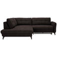 ECKSOFA  in Flachgewebe, Leinenoptik Dunkelbraun  208/247 cm  - Dunkelbraun/Schwarz, Design, Textil/Metall (208/247cm) - Xora