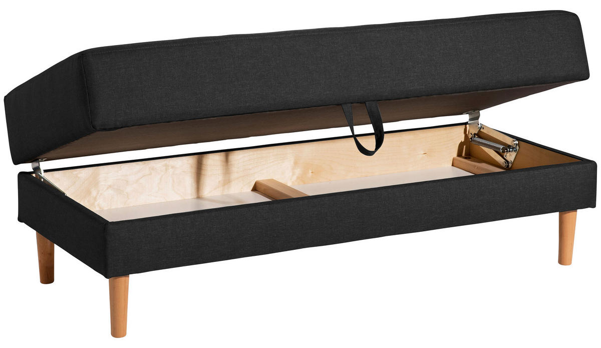 ECKSCHLAFSOFA Schwarz Flachgewebe  - Erlefarben/Schwarz, Design, Holz/Textil (230/93/152cm) - Max Winzer