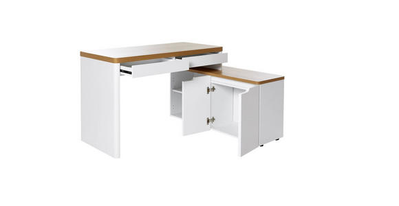 ECKSCHREIBTISCH 140/118/76 cm  in Weiß, Eichefarben  - Eichefarben/Weiß, KONVENTIONELL, Holzwerkstoff (140/118/76cm) - Venda