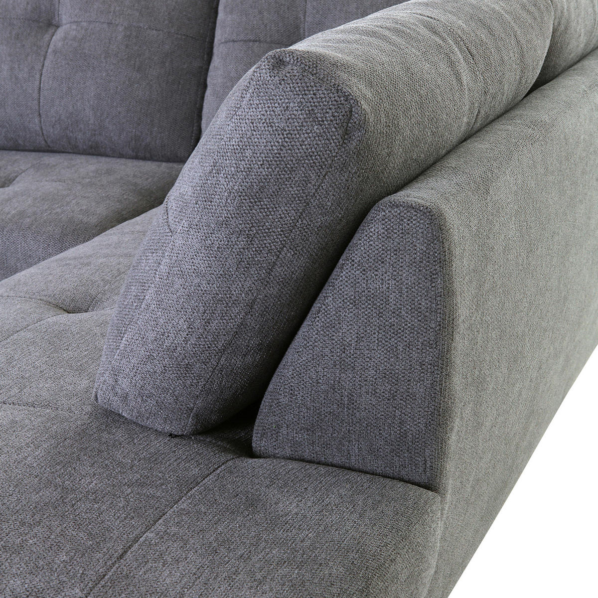 WOHNLANDSCHAFT in Flachgewebe Dunkelgrau  - Chromfarben/Dunkelgrau, Konventionell, Kunststoff/Textil (180/338/217cm) - Hom`in