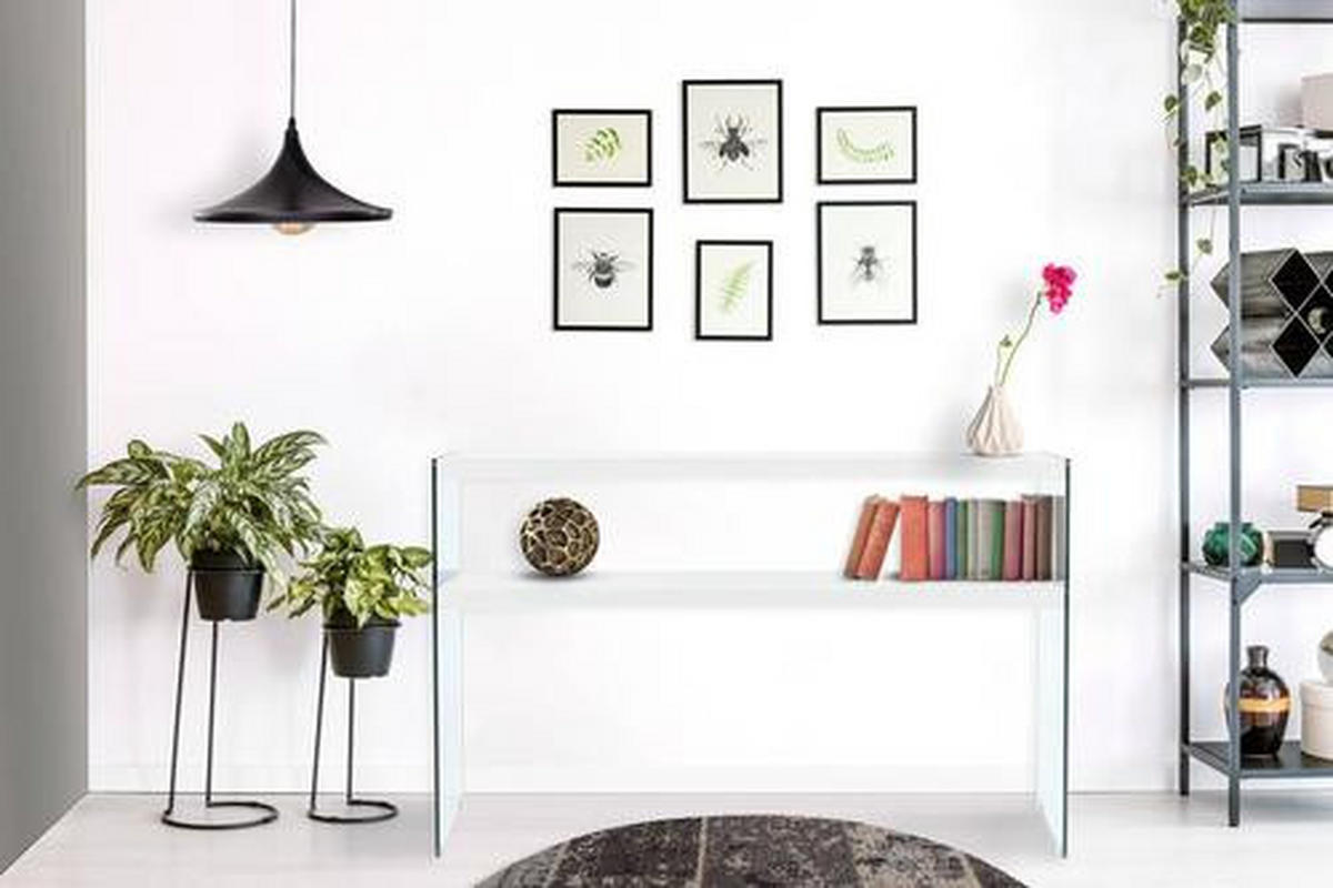 SIDOBORD i glas, trämaterial 32/110/75 cm  - klar/vit, Basics, trämaterial/glas (32/110/75cm) - Kayoom