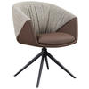 ARMLEHNSTUHL  Sitzfläche 360° drehbar, automatische Rückholfunktion Webstoff Echtleder  - Schwarz/Braun, Design, Leder/Textil (63,5/82,5/63cm) - Novel