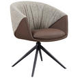 ARMLEHNSTUHL  Sitzfläche 360° drehbar, automatische Rückholfunktion Webstoff Echtleder  - Schwarz/Braun, Design, Leder/Textil (63,5/82,5/63cm) - Novel