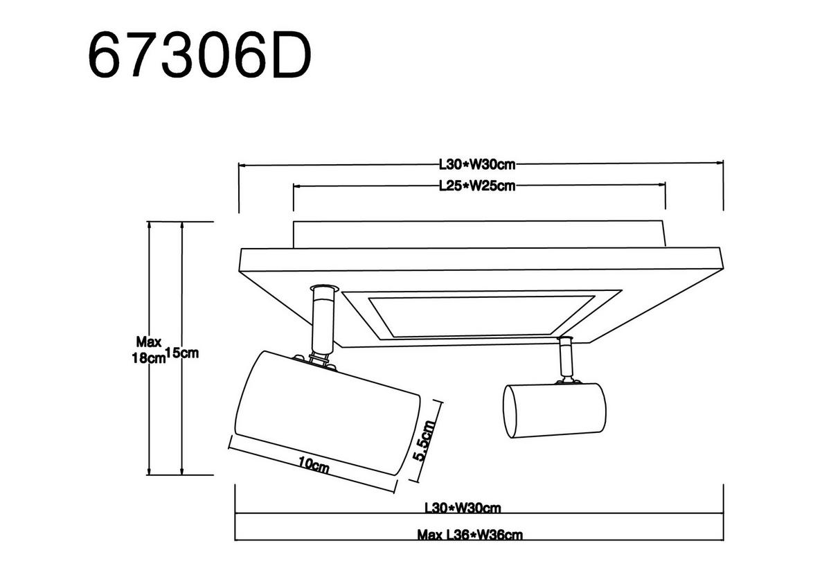 STROPNA LED-SVETILKA   //3000 K/230 V/ - črna/opal, Design, kovina/umetna masa (30/30/18cm) - Globo