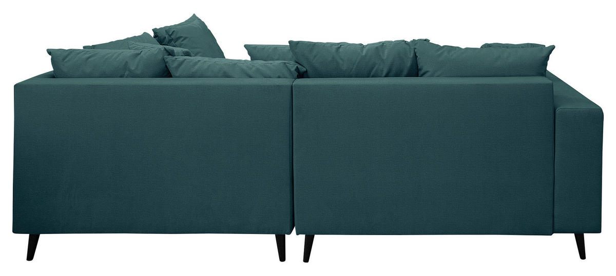 Ecksofa inkl. Hocker, mikrovlakna barve petroleja  - barve petroleja/črna, Design, tekstil/les (247/174cm) - MID.YOU