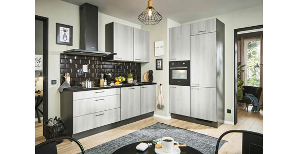 ECKKÜCHE 220/120 cm in Graphitfarben, Schwarz, Tannenholzfarben - Chromfarben/Tannenholzfarben, Design, Holzwerkstoff/Metall (220/120cm) - Xora
