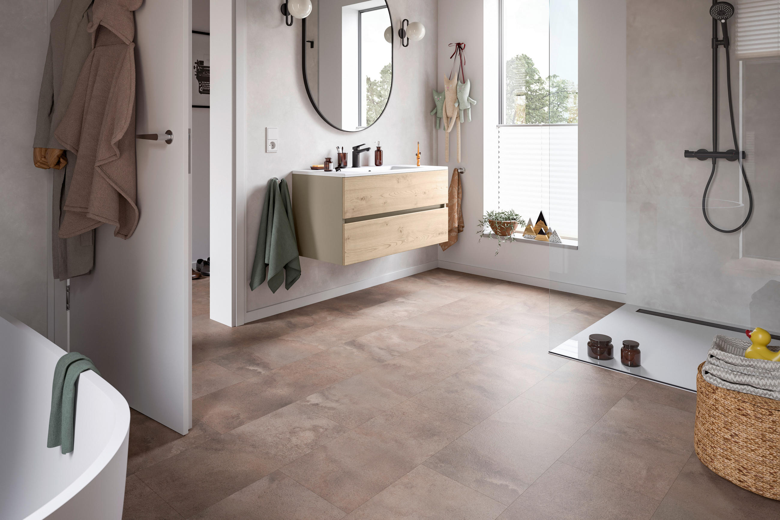 DESIGNBODEN Titanit sandbeige EGGER Aquadura+  per  m² - Sandfarben/Hellbraun, KONVENTIONELL, Holzwerkstoff (129.2/32.7/0.75cm) - Egger Holzwerkstoffe