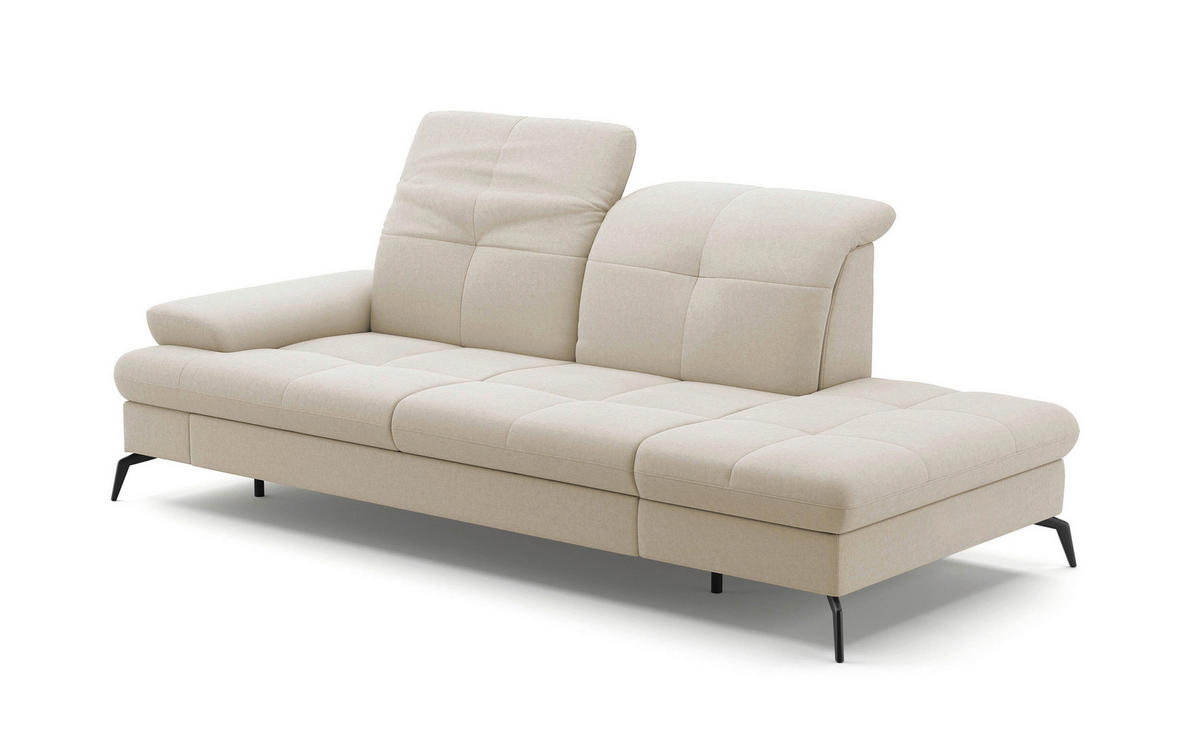 RÉCAMIERE in Flachgewebe Creme  - Creme/Schwarz, Konventionell, Textil/Metall (231/90/122cm) - Sit & More