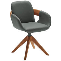 ARMLEHNSTUHL  Lederauswahl, Stoffauswahl, Typenauswahl, Sitzfläche 360° drehbar, automatische Rückholfunktion  Echtleder  - Eichefarben/Cognac, Natur, Leder/Holz (60/86/60cm) - Valnatura