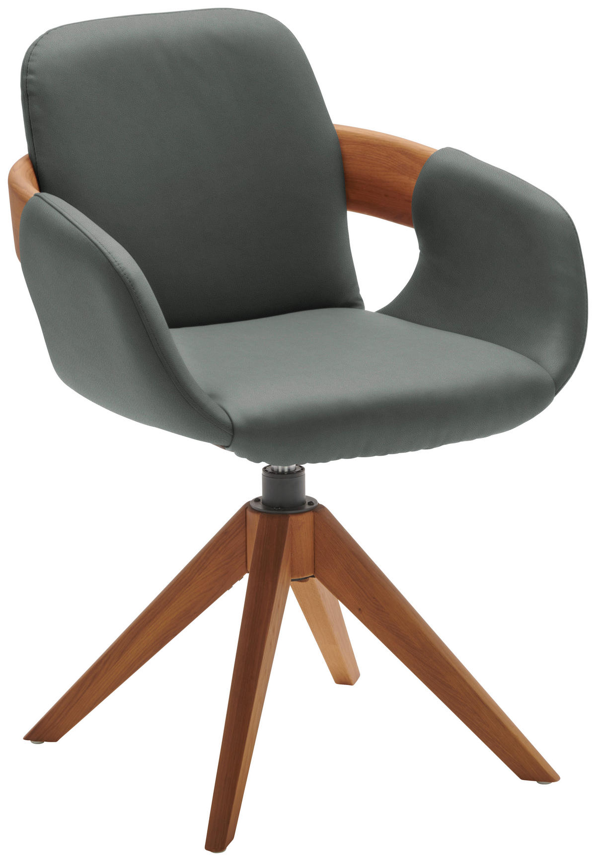 ARMLEHNSTUHL  Lederauswahl, Stoffauswahl, Typenauswahl, Sitzfläche 360° drehbar, automatische Rückholfunktion  Echtleder  - Eichefarben/Cognac, Natur, Leder/Holz (60/86/60cm) - Valnatura