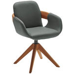 ARMLEHNSTUHL Lederauswahl, Stoffauswahl, Typenauswahl, Sitzfläche 360° drehbar, automatische Rückholfunktion Echtleder - Eichefarben/Cognac, Natur, Leder/Holz (60/86/60cm) - Valnatura