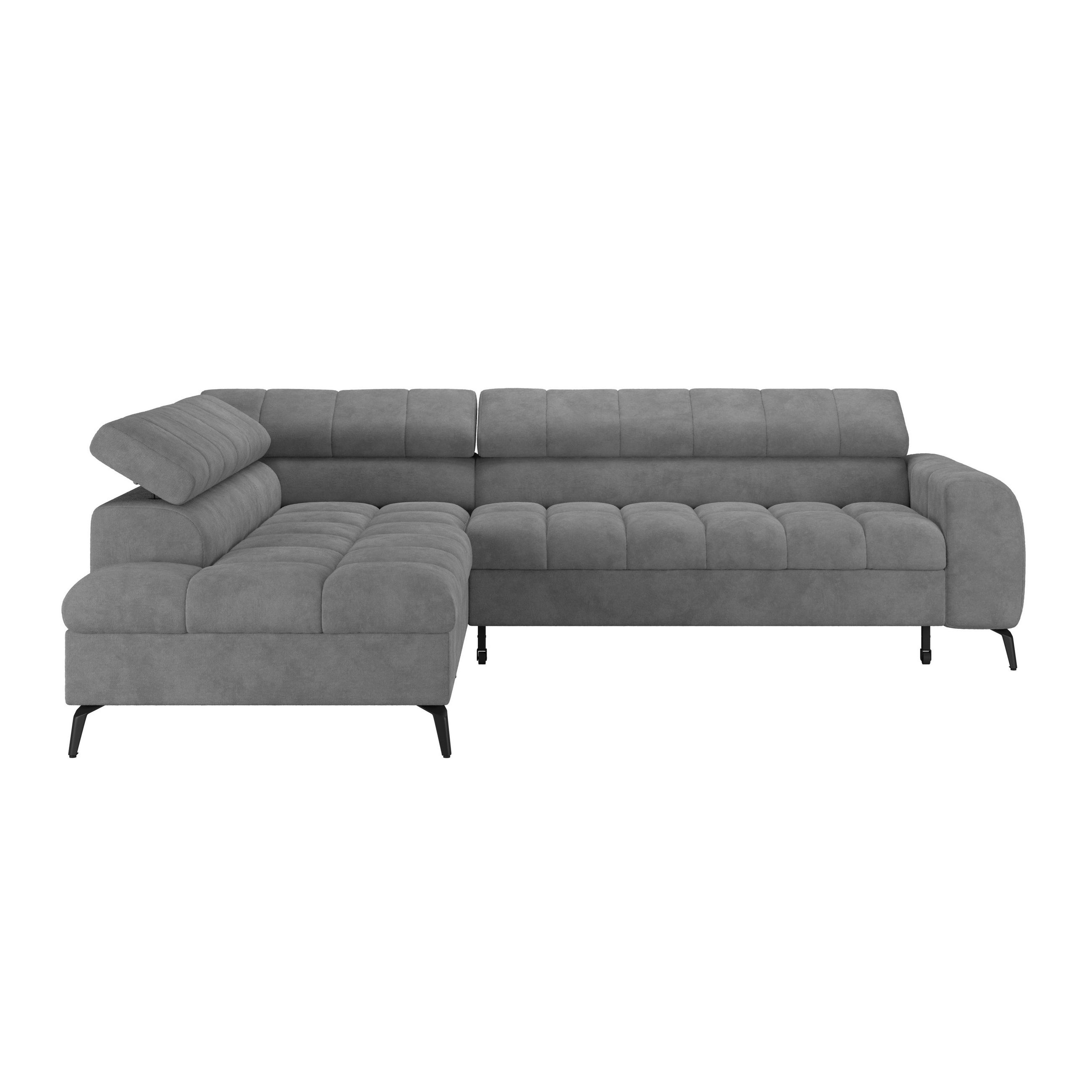 ECKSOFA Graublau Bettkasten, Rücken echt, Kopfteilverstellung  - Graublau/Schwarz, Trend, Kunststoff/Textil (203/261cm) - Livetastic