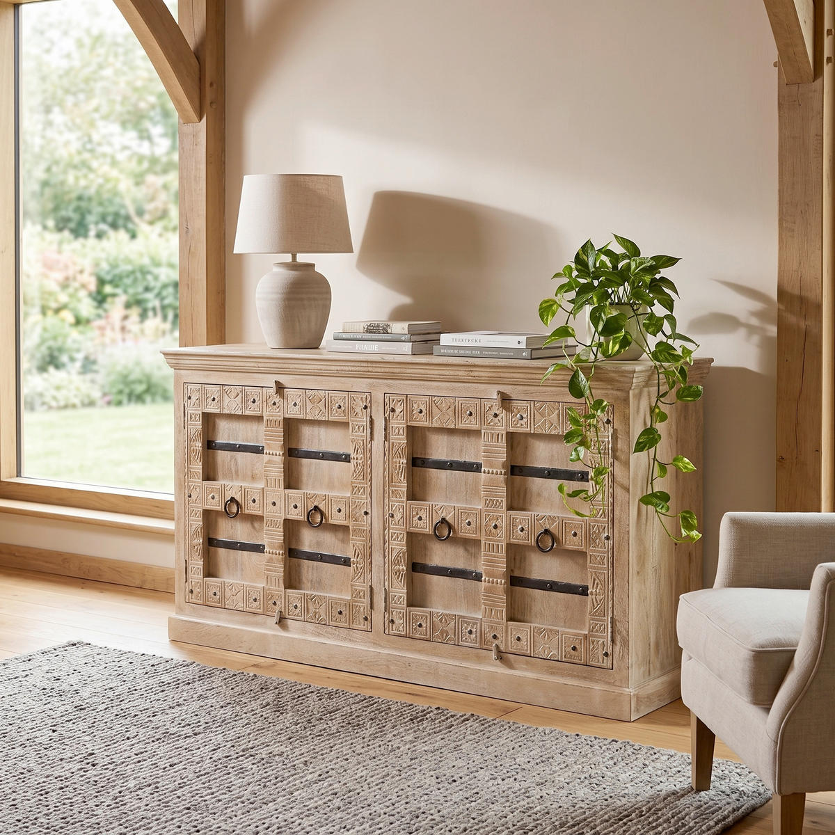 SIDEBOARD  180/90/45 cm  - Messingfarben/Naturfarben, Design, Holz/Metall (180/90/45cm) - MID.YOU