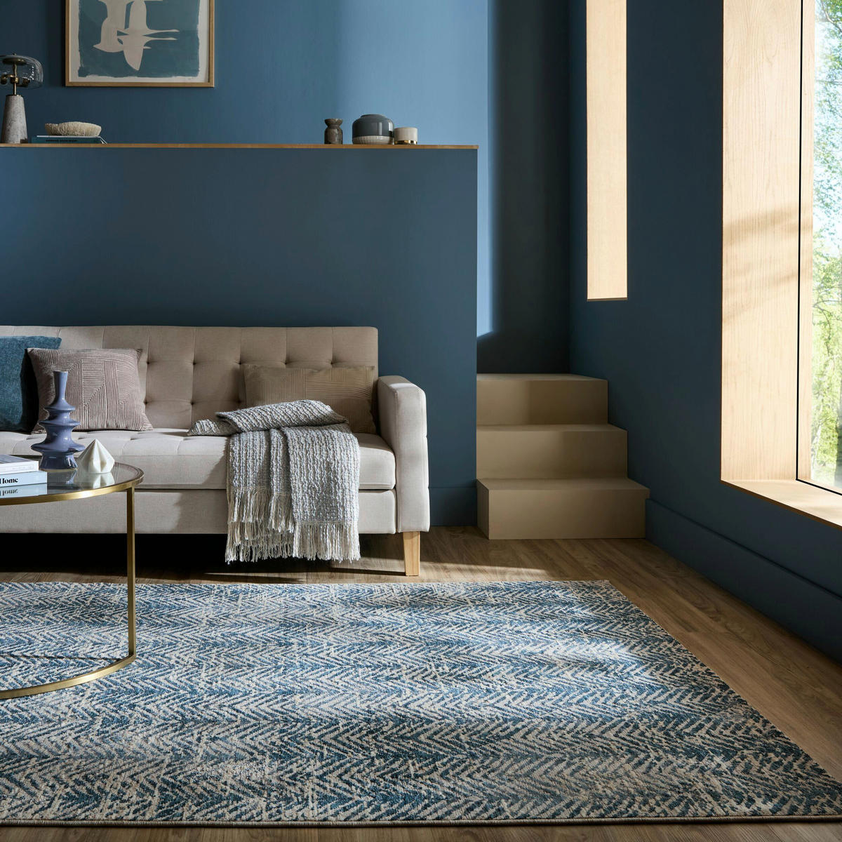 WEBTEPPICH  Wohnzimmer 200/300 cm Lua Abstract Blau rechteckig  - Blau, Basics, Kunststoff/Textil (200/300cm) - Flair Rugs