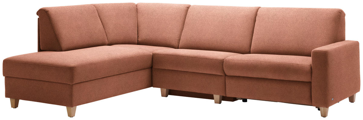 ECKSOFA in Flachgewebe Terracotta  203/261 cm  - Eichefarben/Terracotta, KONVENTIONELL, Holz/Textil (203/261cm) - Sedda