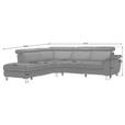 ECKSOFA in Echtleder Grau  - Alufarben/Grau, Design, Leder/Metall (242/271cm) - Cantus