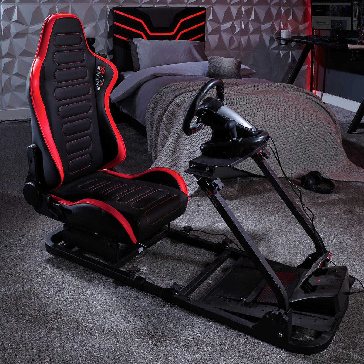 GAMINGSTUHL Rot, Schwarz Metall, Kunststoff, Leder   - Rot/Schwarz, MODERN, Leder/Kunststoff (63/53/83cm) - X Rocker
