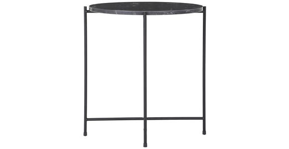 BEISTELLTISCH 42/42/45 cm Schwarz, Weiß rund  - Schwarz/Weiß, Trend, Stein/Metall (42/42/45cm) - Carryhome