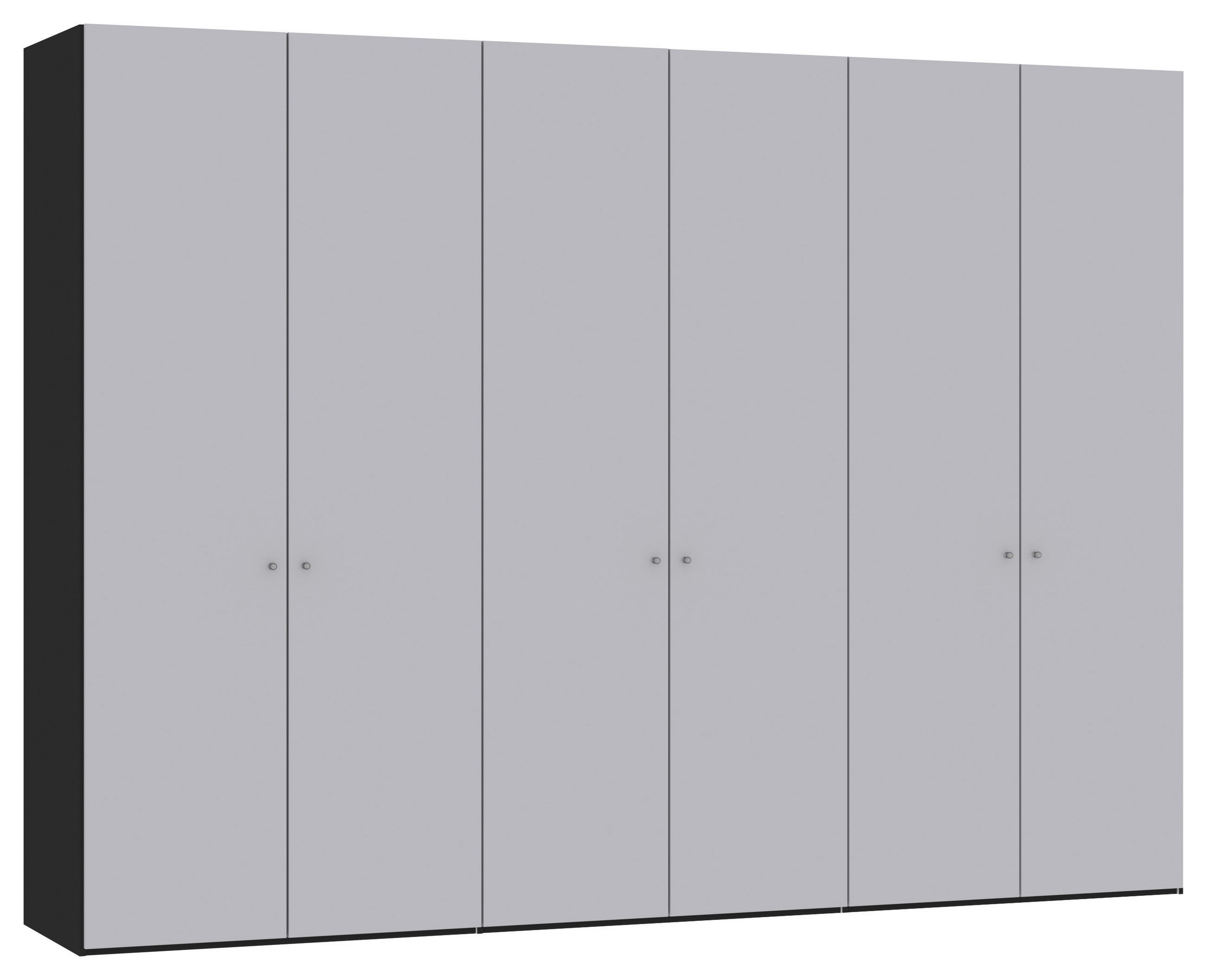 DREHTÜRENSCHRANK 303/220/59 cm,  in Schwarz, Hellgrau, 6-türig  - Silberfarben/Hellgrau, Design, Glas/Holzwerkstoff (303/220/59cm) - Jutzler