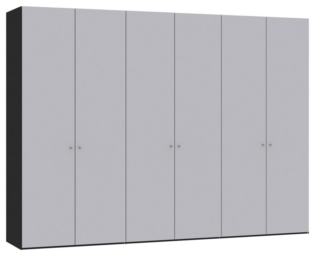 DREHTÜRENSCHRANK  in Schwarz, Hellgrau  - Silberfarben/Hellgrau, Design, Glas/Holzwerkstoff (303/220/59cm) - Jutzler