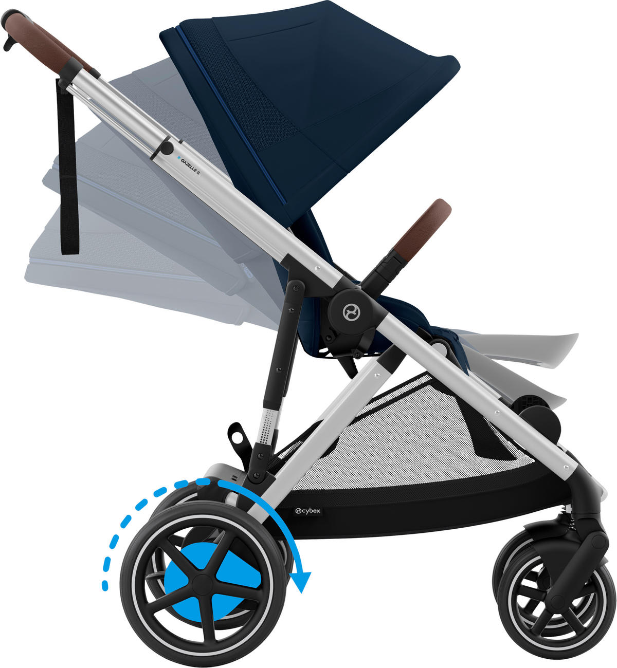 KINDERWAGEN  EGAZELLE S  Ocean Blue  - Silberfarben, Basics, Kunststoff/Metall (94.5/66/100cm) - cybex GOLD