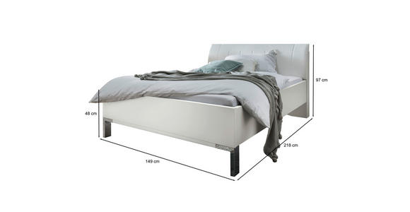 BETT 140/200 cm in Weiß - Chromfarben/Weiß, KONVENTIONELL, Holzwerkstoff/Textil (140/200cm) - Dieter Knoll