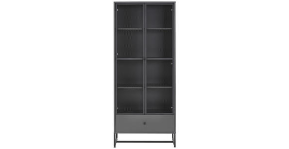VITRINE in Anthrazit, Schwarz - Anthrazit/Schwarz, MODERN, Holzwerkstoff/Metall (80/190/41cm) - Novel