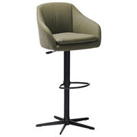 BARHOCKER Echtleder Grün, Schwarz Eisen Sitzfläche 360° drehbar, inklusive Armlehnen  - Schwarz/Grün, Design, Leder/Metall (54,5/88-108/53,5cm) - Cassando
