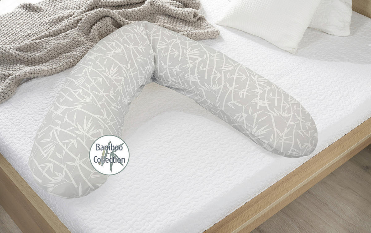 STILLKISSEN 190 cm BAMBOO COLLECTION   - Hellgrau/Weiß, Basics, Textil (190cm) - Theraline