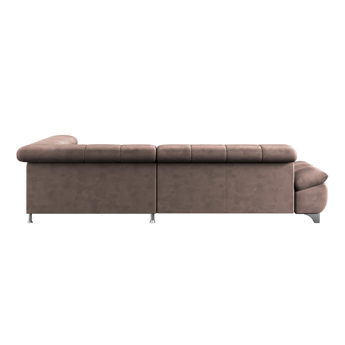 ECKSOFA Dunkelbraun Chenille  - Chromfarben/Dunkelbraun, KONVENTIONELL, Textil/Metall (312/234cm) - Livetastic