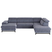 WOHNLANDSCHAFT Blau Chenille  - Blau/Schwarz, Textil/Metall (165/328/215cm) - MID.YOU