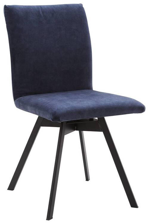 STUHL  in Stahl beflockt Metall, Textil  - Schwarz/Dunkelblau, KONVENTIONELL, Textil/Metall (60/91/61cm) - Valnatura