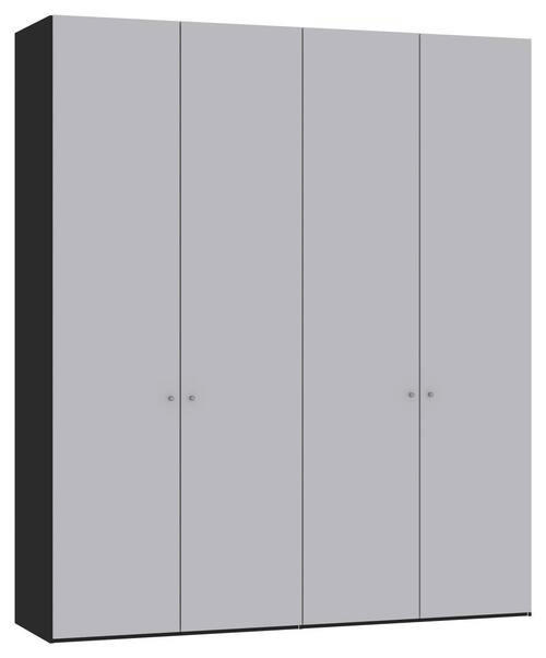 DREHTÜRENSCHRANK 203/236/59 cm 4-türig Schwarz, Hellgrau  - Silberfarben/Hellgrau, Design, Glas/Holzwerkstoff (203/236/59cm) - Jutzler