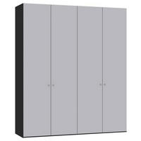 DREHTÜRENSCHRANK 203/236/59 cm 4-türig Schwarz, Hellgrau  - Silberfarben/Hellgrau, Design, Glas/Holzwerkstoff (203/236/59cm) - Jutzler