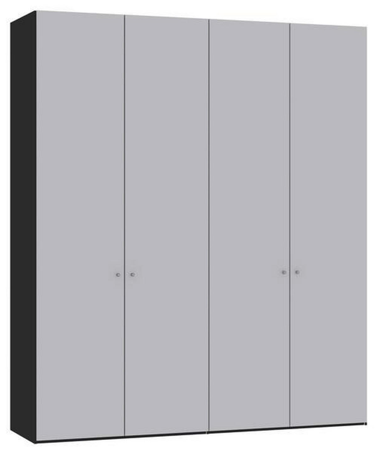 DREHTÜRENSCHRANK 203/236/59 cm 4-türig Schwarz, Hellgrau  - Silberfarben/Hellgrau, Design, Glas/Holzwerkstoff (203/236/59cm) - Jutzler