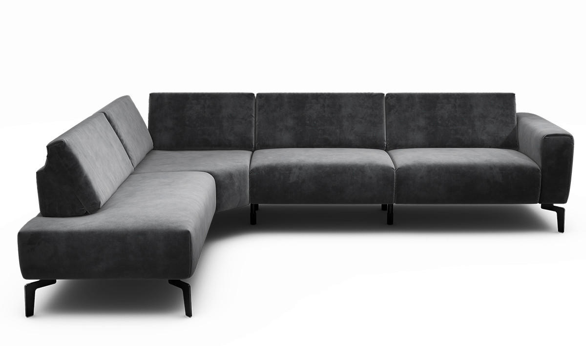 ECKSOFA Cosy Anthrazit Samt  - Anthrazit/Schwarz, Design, Textil/Metall (213/296cm) - SENSOO