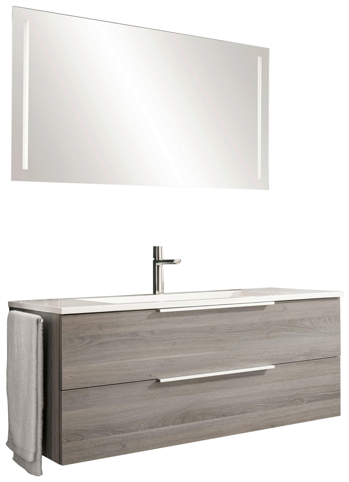 BADEZIMMER  in 120,6 cm  - Alufarben/Weiß, KONVENTIONELL, Holzwerkstoff/Metall (120,6cm) - Novel