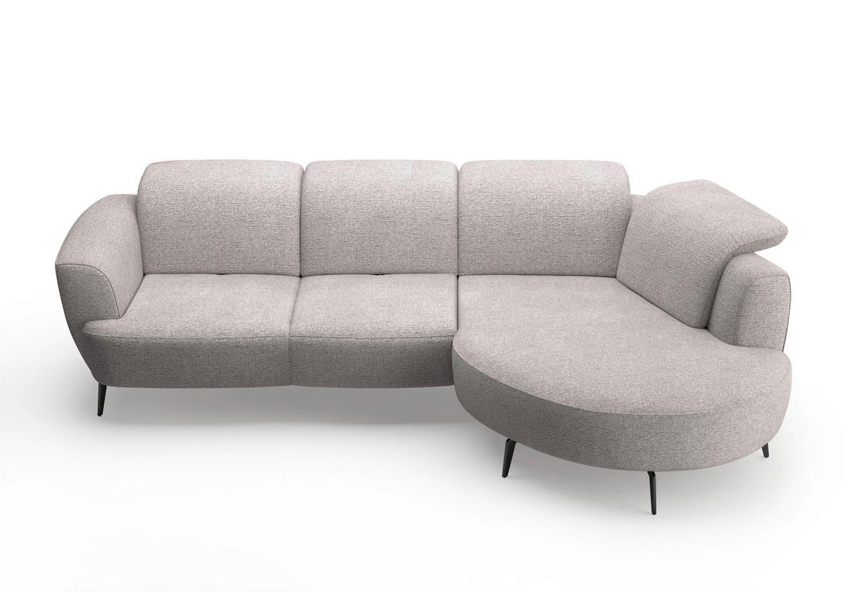 ECKSOFA ZOE E Silberfarben Chenille  - Silberfarben/Schwarz, KONVENTIONELL, Textil/Metall (309/199cm) - Sit & More