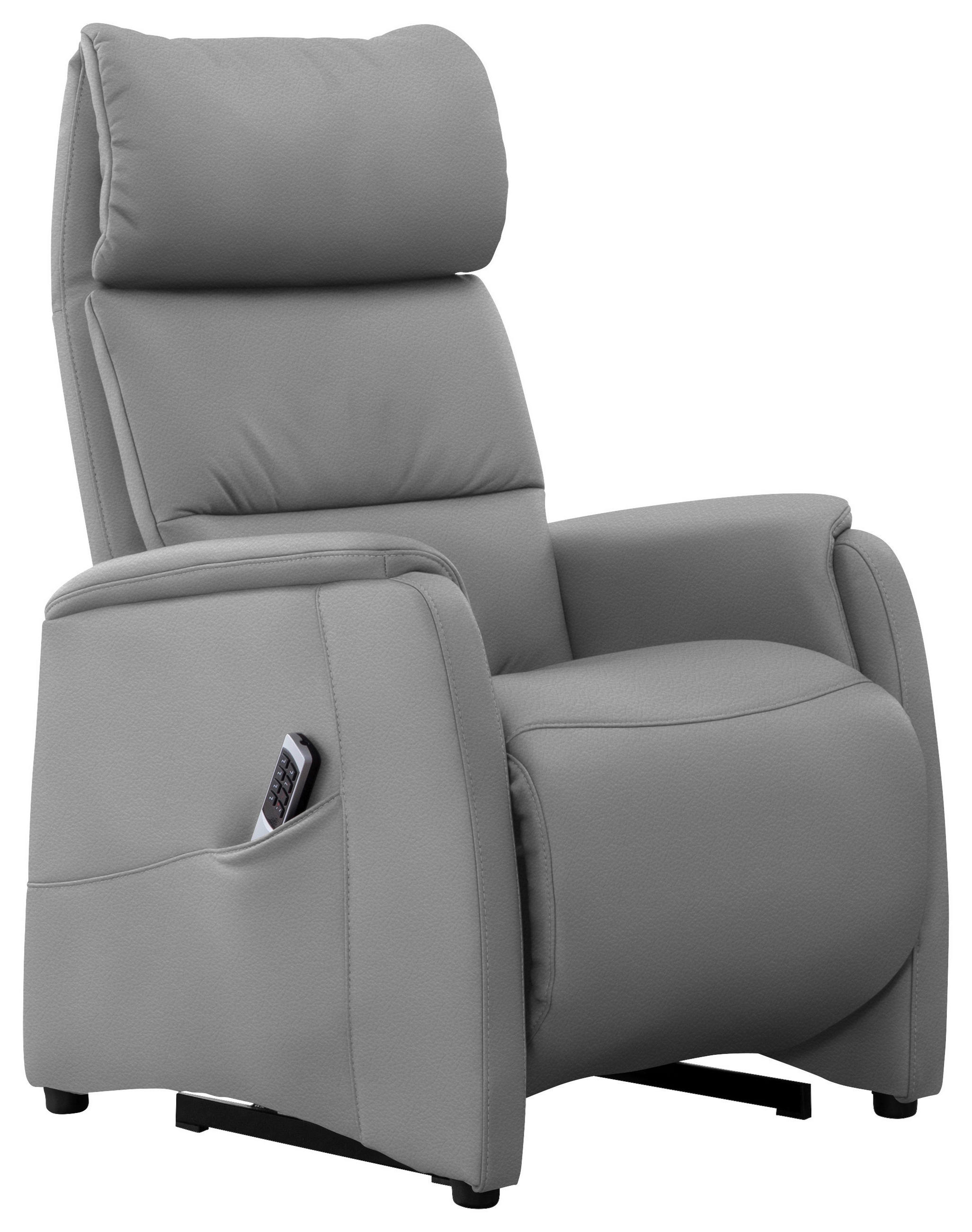 FERNSEHSESSEL in Hellgrau  - Hellgrau/Schwarz, KONVENTIONELL, Leder/Kunststoff (69/109/83cm) - Cantus